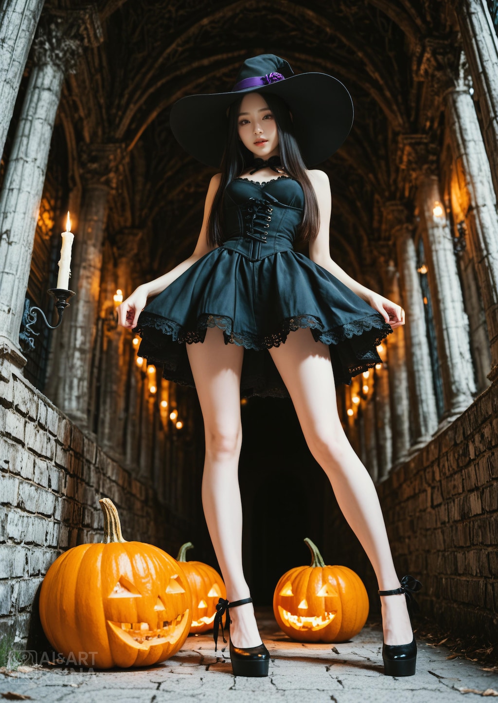 しずか 城 ハロウィン ドレス 全身