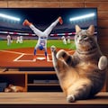 野球観戦する猫 8枚目