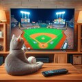 野球観戦する猫 4枚目