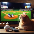 野球観戦する猫 3枚目