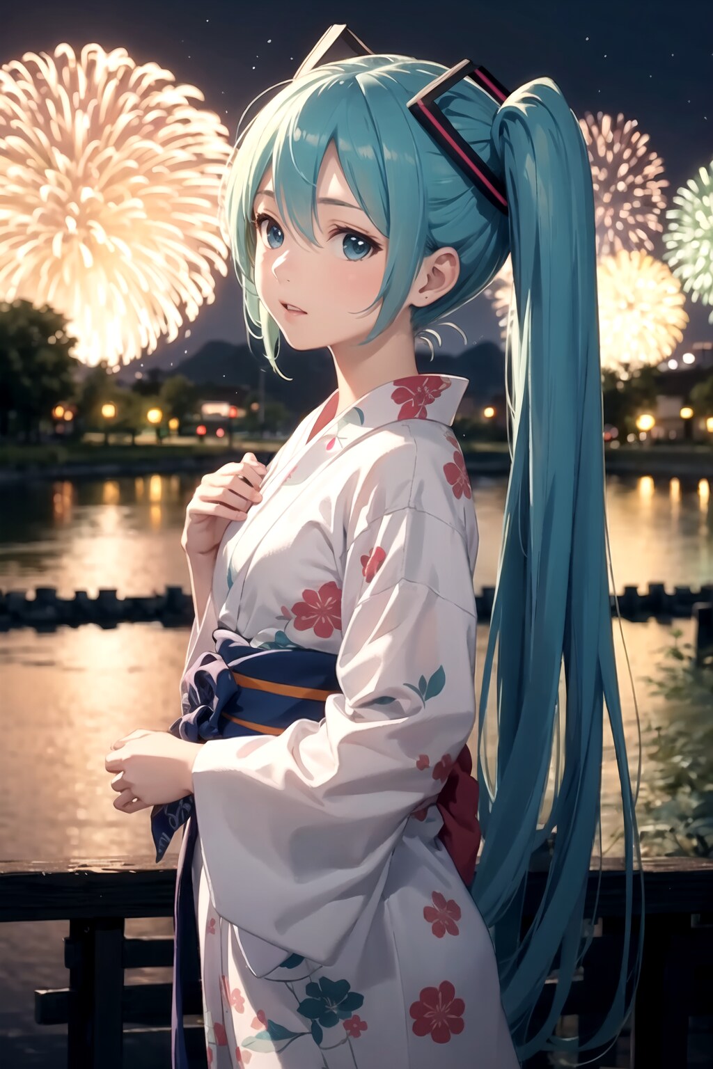 花火大会をミクさんと