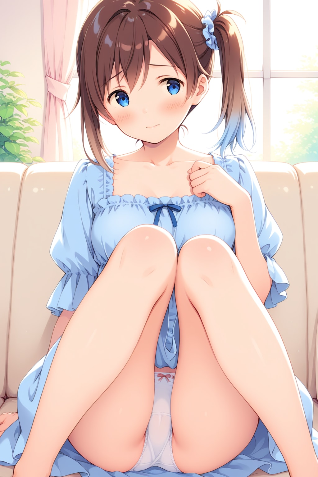 サイドポニーテールの子のM字開脚
