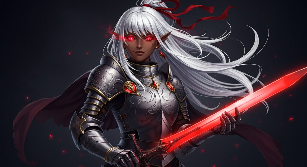 闇のエルフ女戦士 ― 紅き剣の微笑