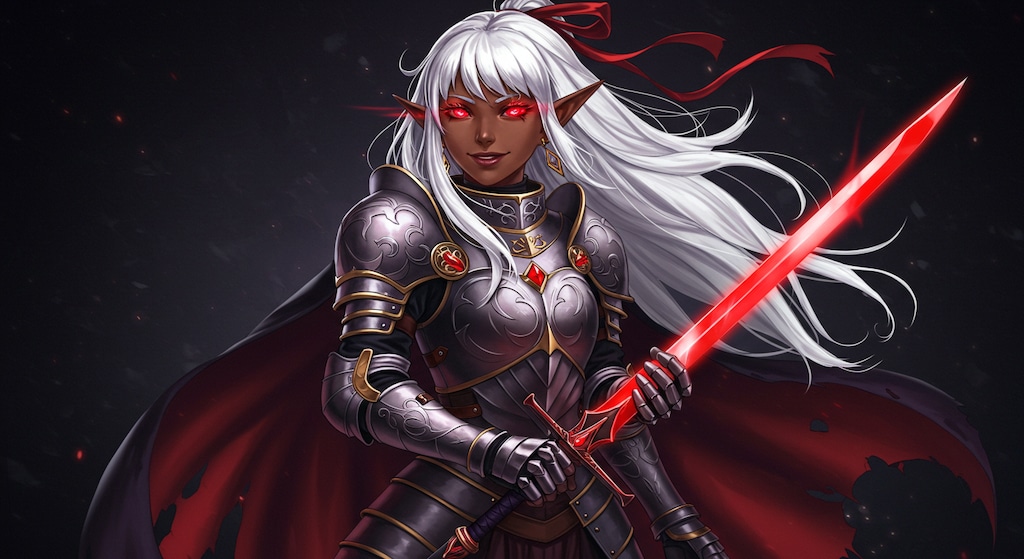 闇のエルフ女戦士 ― 紅き剣の微笑