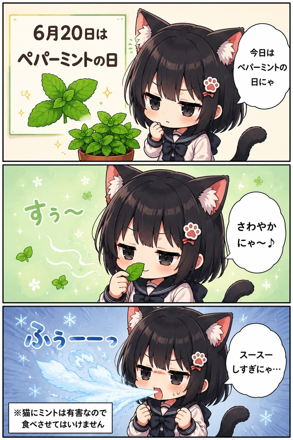 3コマ漫画 2026.06.20. 「ペパーミントの日」