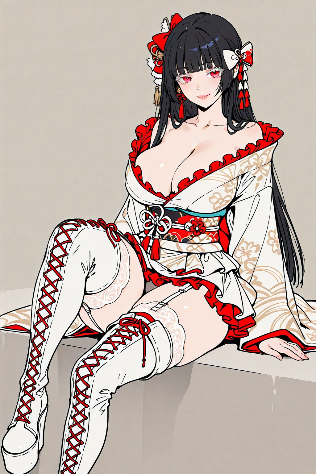 着物ミニスカロングブーツ②