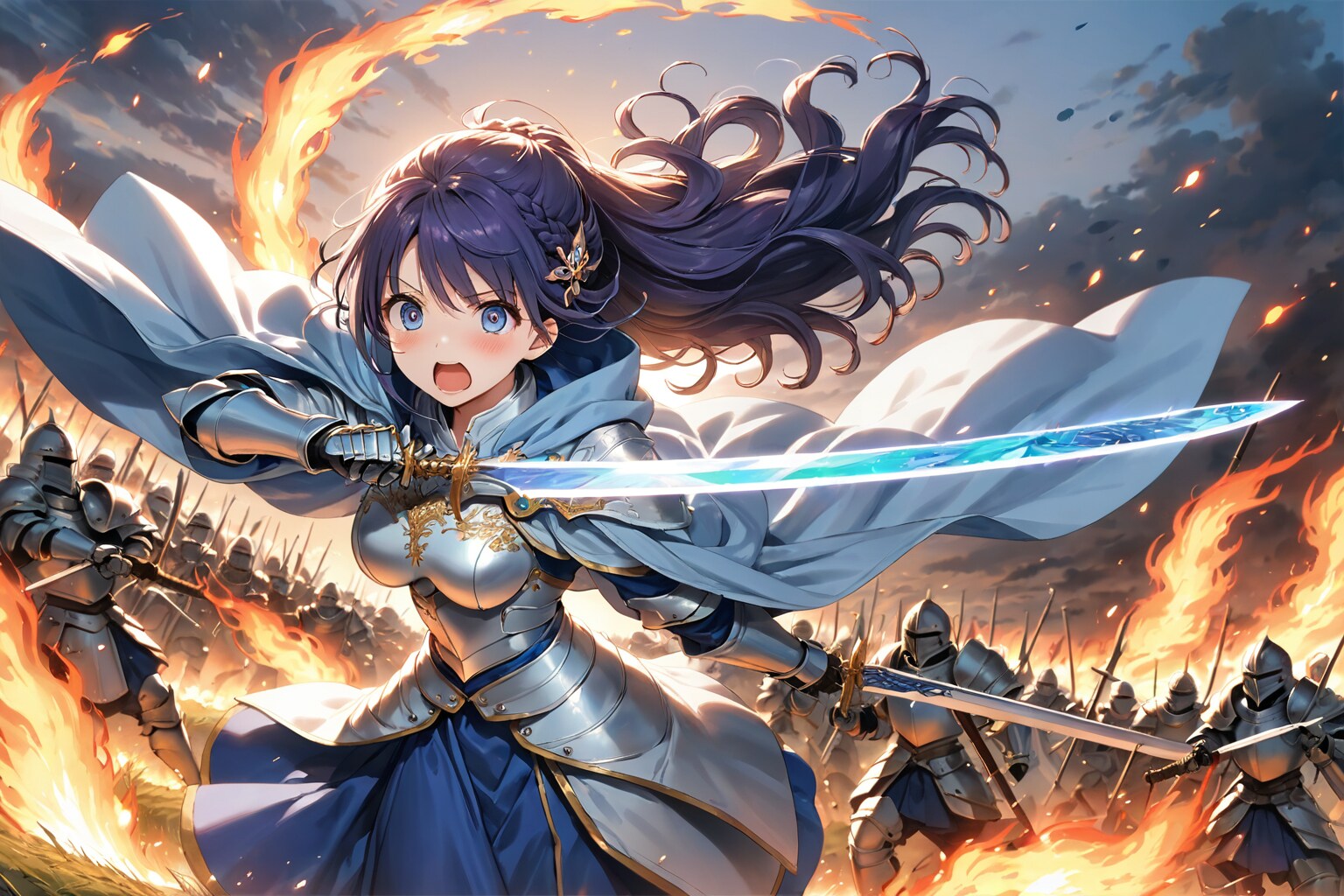 双剣の蒼髪聖騎士
