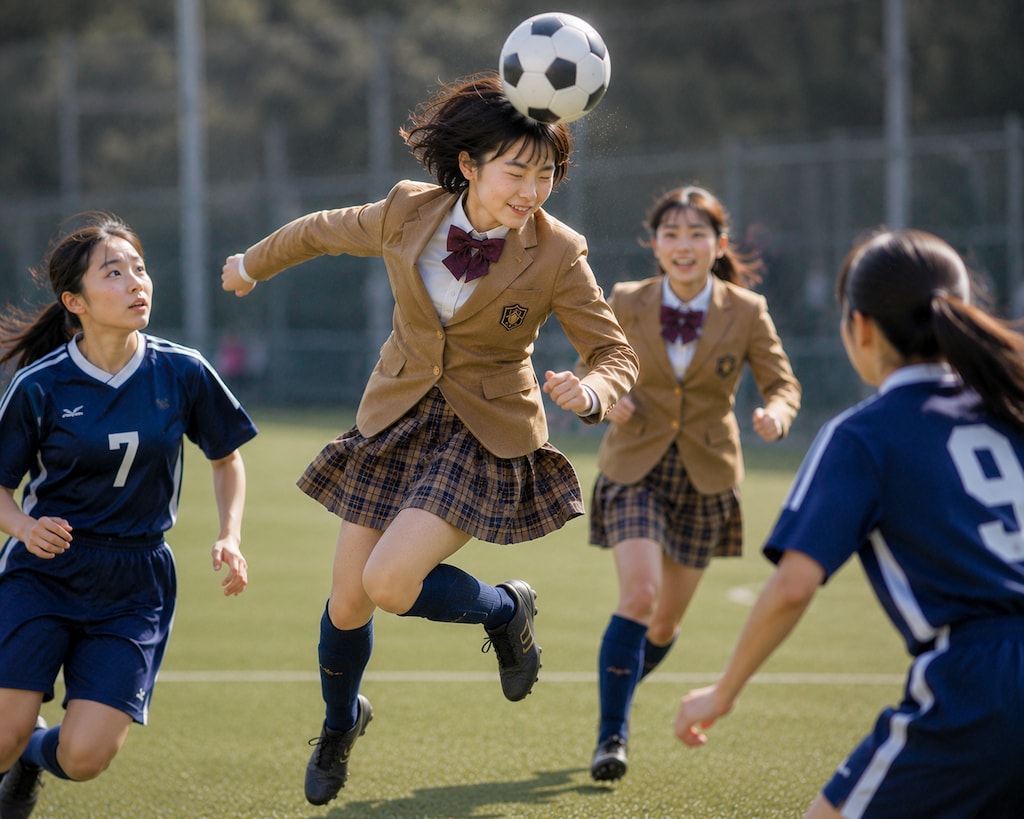 サッカーをする女の子