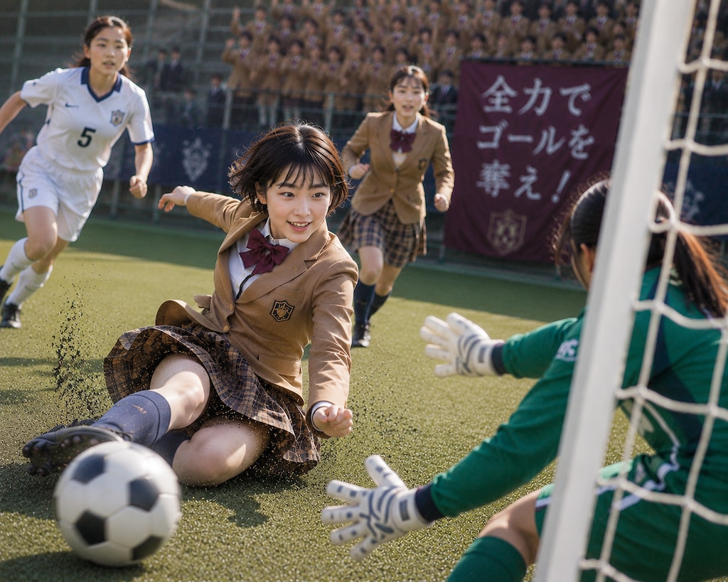 サッカーをする女の子