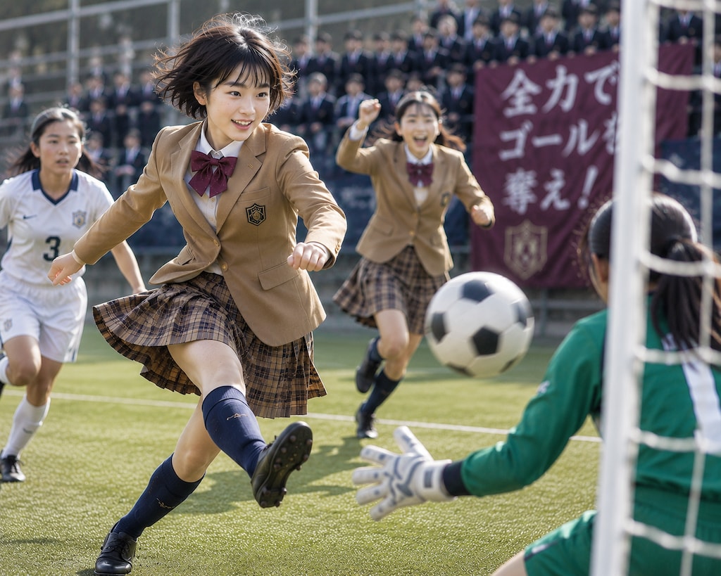 サッカーをする女の子