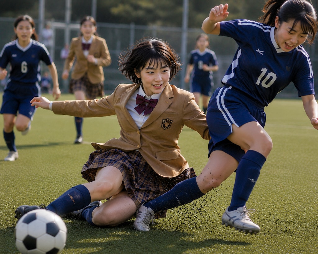 サッカーをする女の子