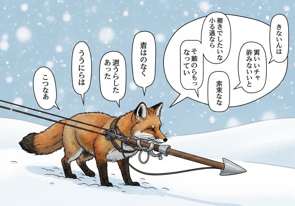 今日はきつねさんに喋ってもらった