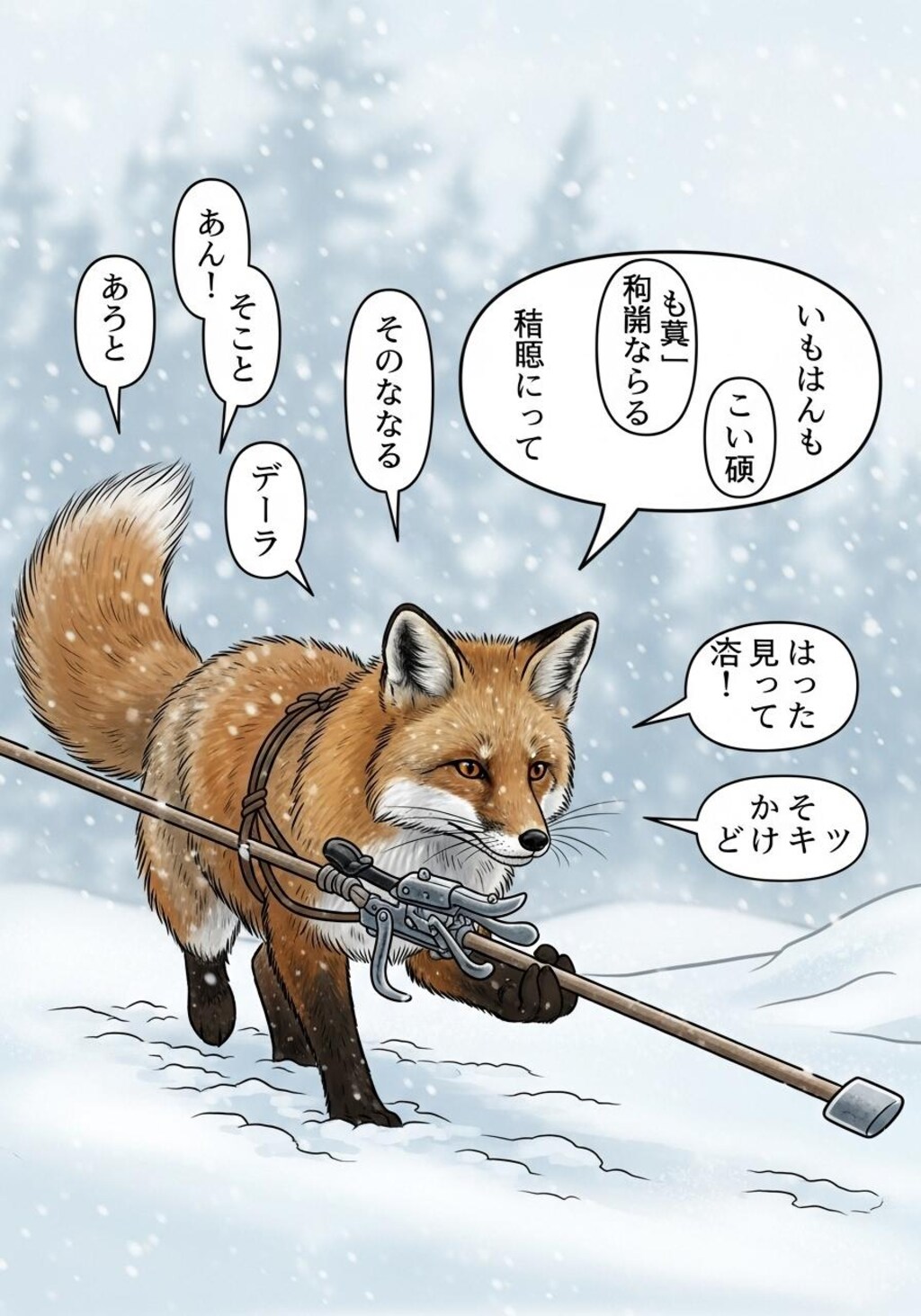 今日はきつねさんに喋ってもらった