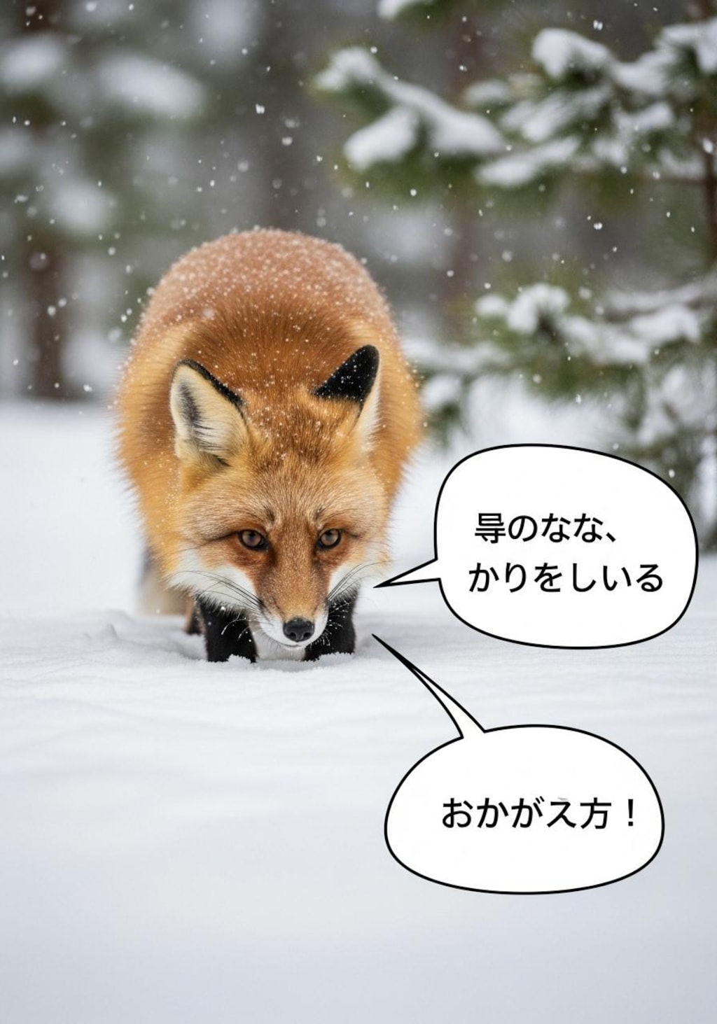 今日はきつねさんに喋ってもらった