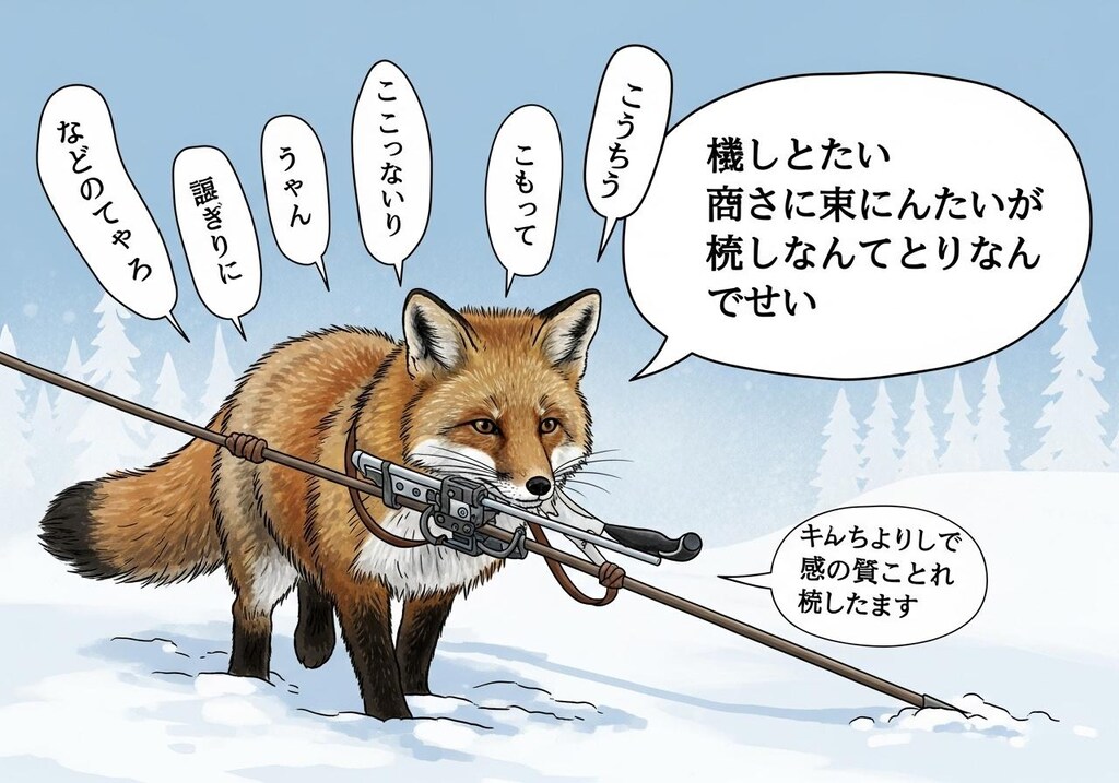 今日はきつねさんに喋ってもらった