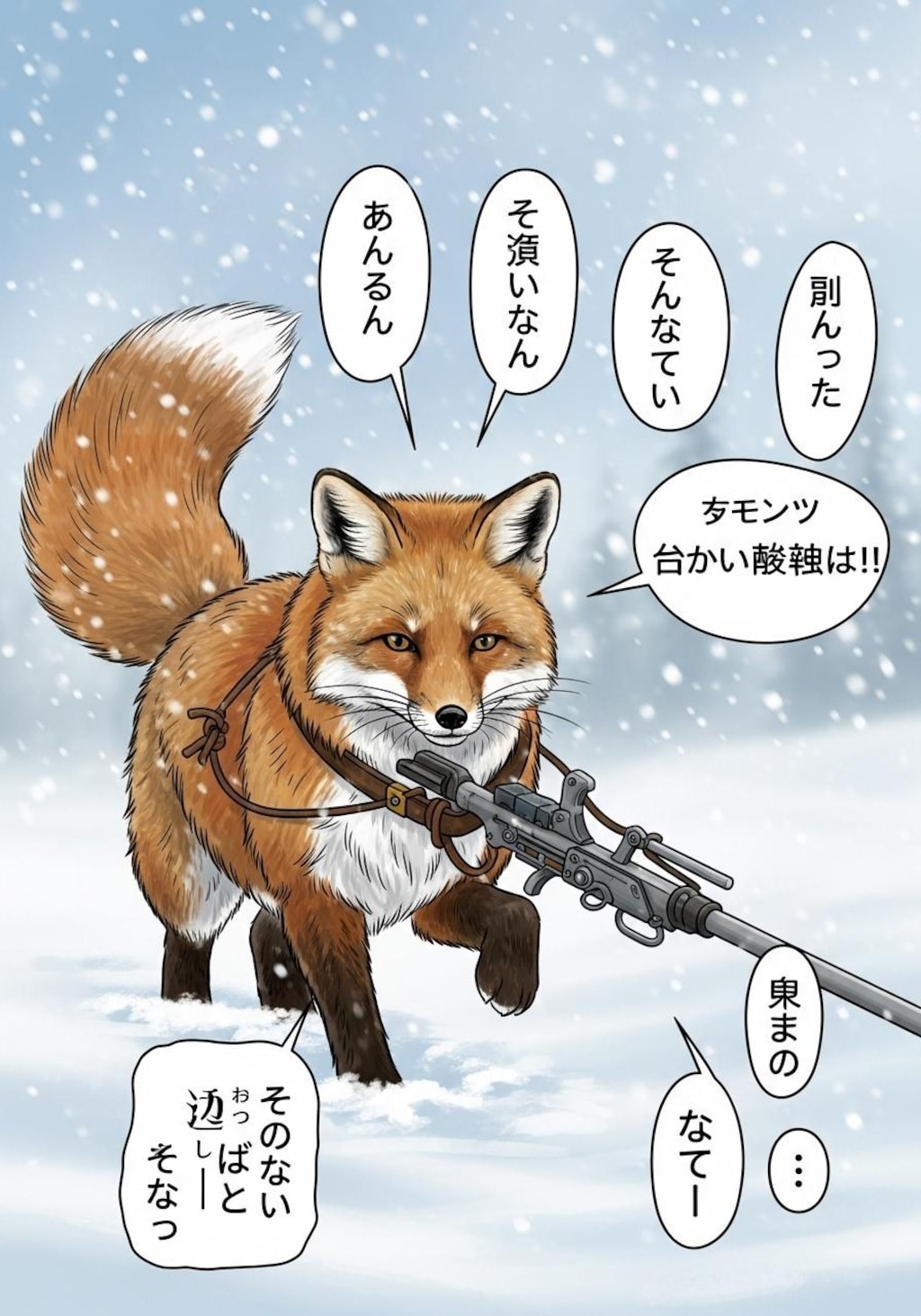 今日はきつねさんに喋ってもらった