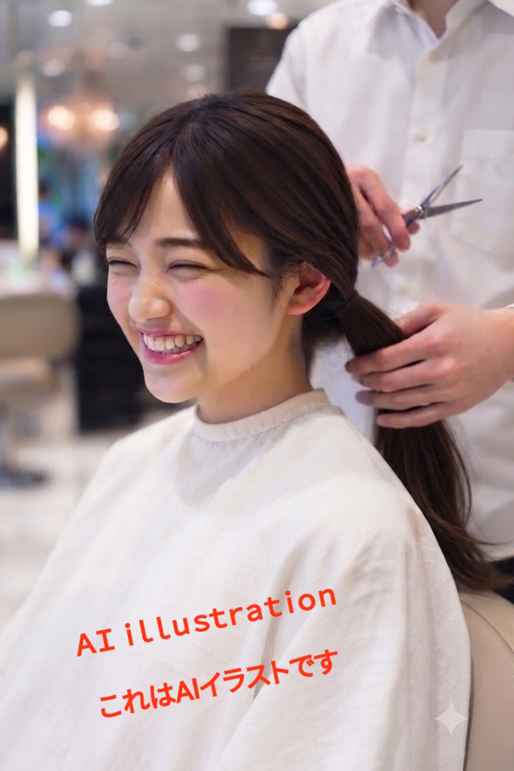 かつての職場の年下の同期の子。 もしヘアカットに立ち会えていたら──  美容師さんに促されて最初の一切りだけのはずが『コワイっ！！ ちょ、ほんとやめて…！』と いつもより照れて？