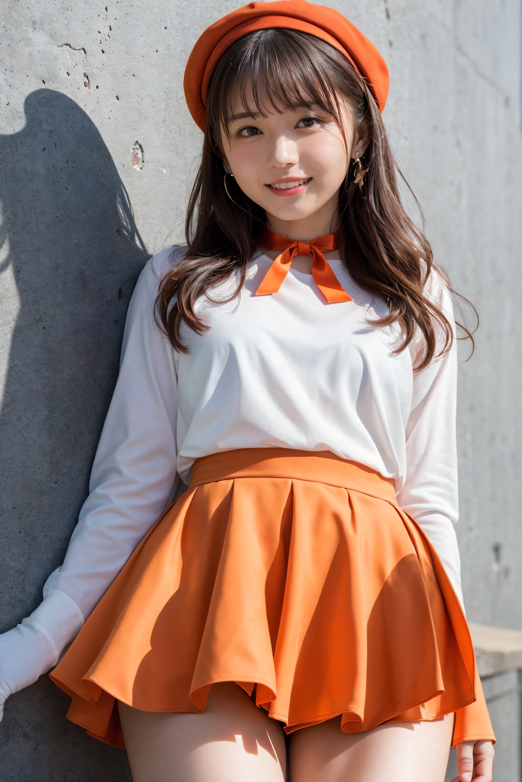 オレンジの服の受付嬢