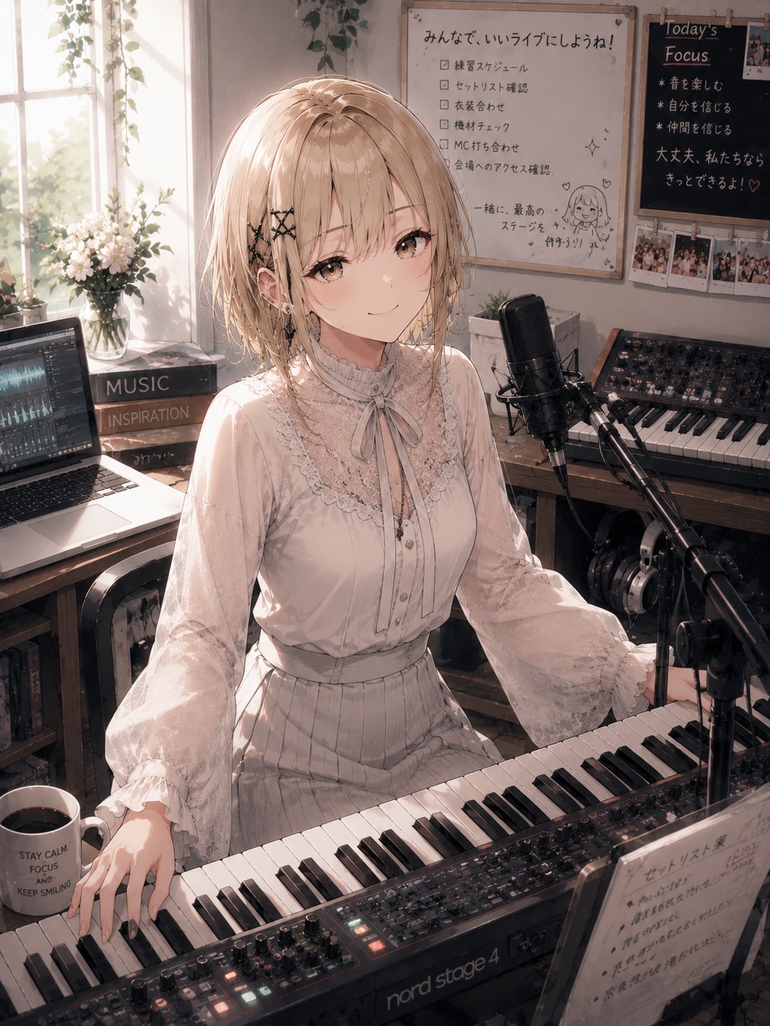 大学生ガールズバンド　金髪　キーボード