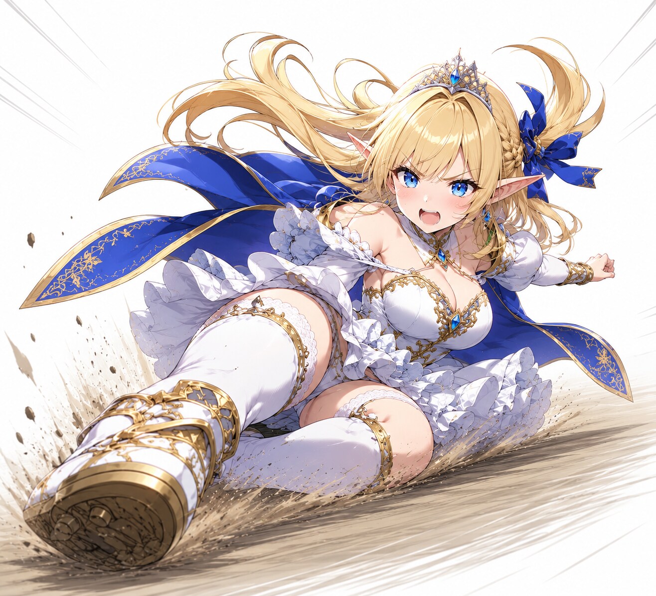 パンチラスライディングしてくるエルフのお姫様