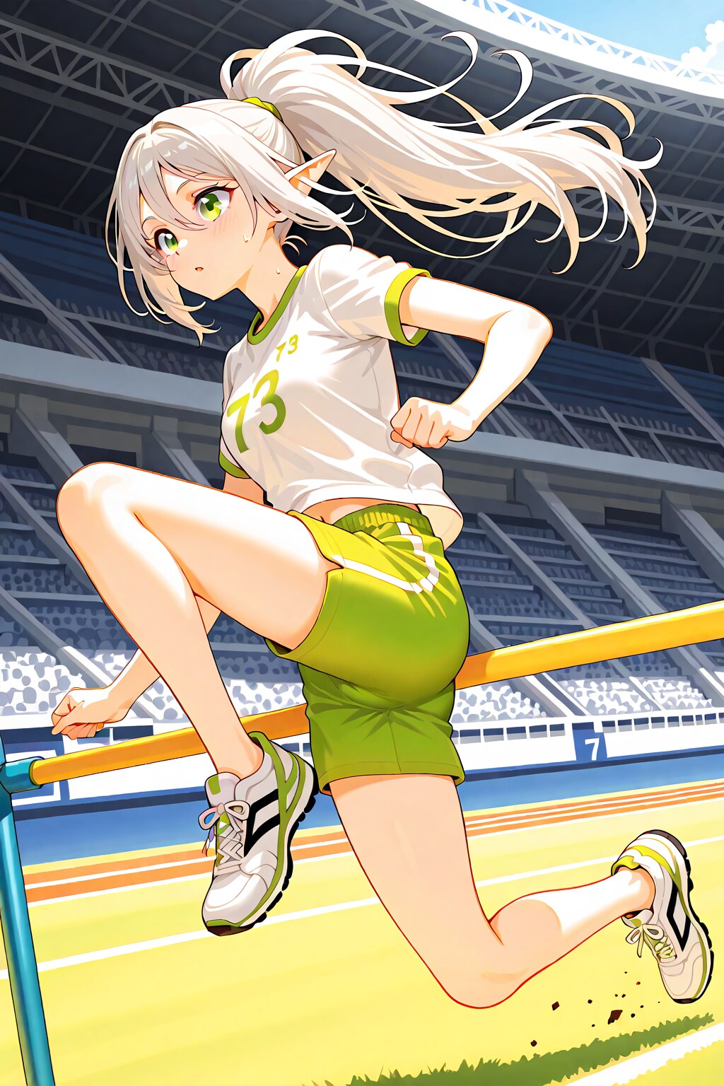 (失敗)競技場で運動中の銀髪エルフの女の子