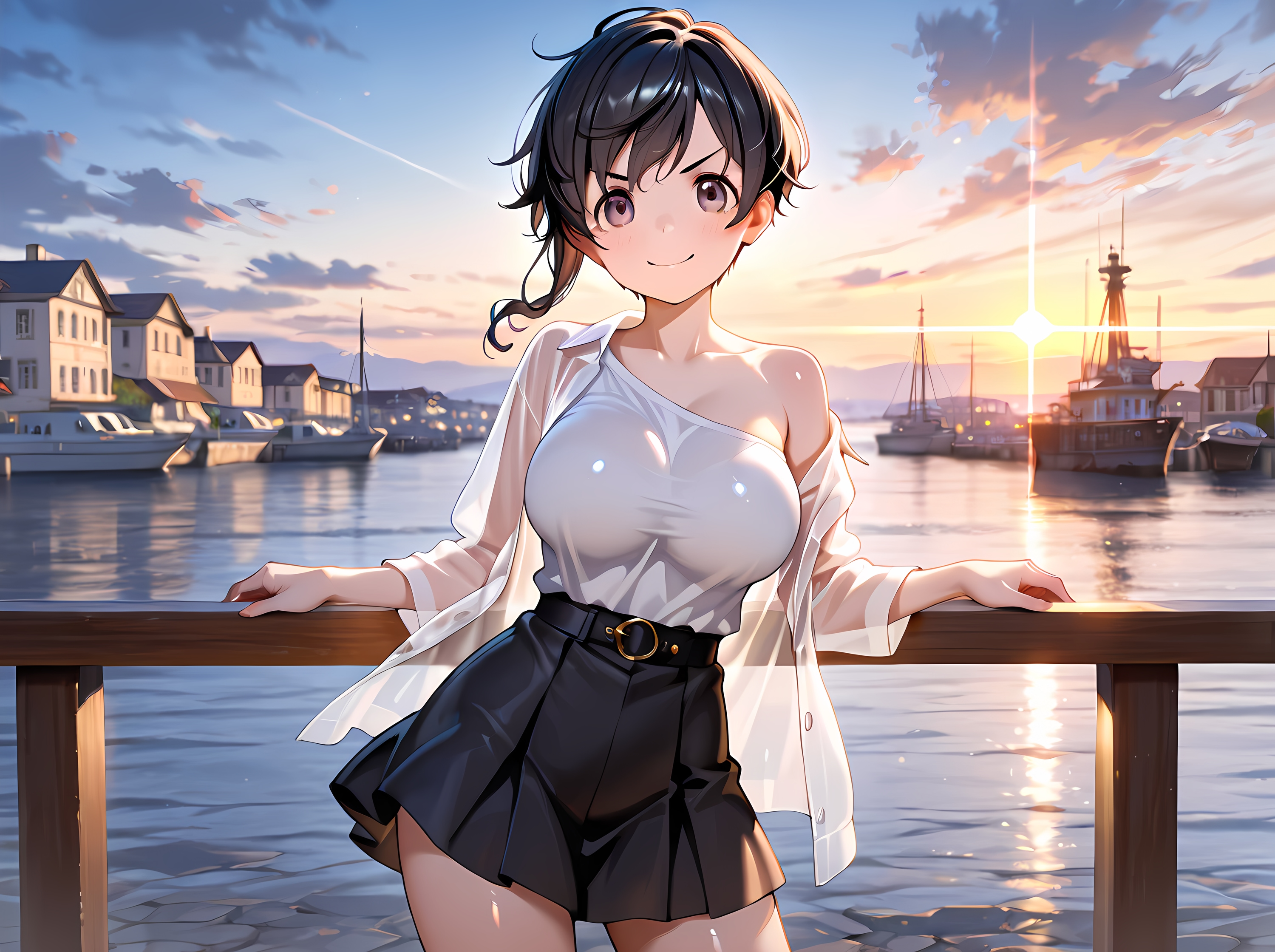 港の黄昏時 | の人気AIイラスト・グラビア