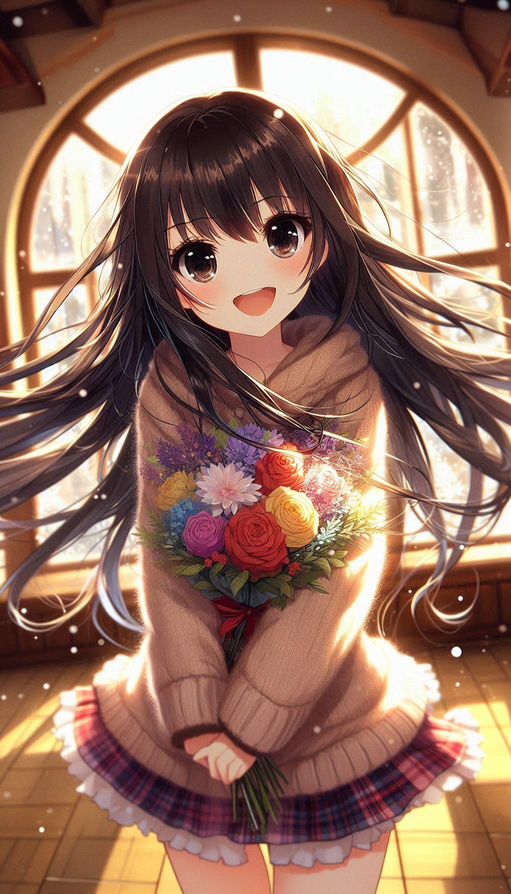 くるっと振り向く冬の花束