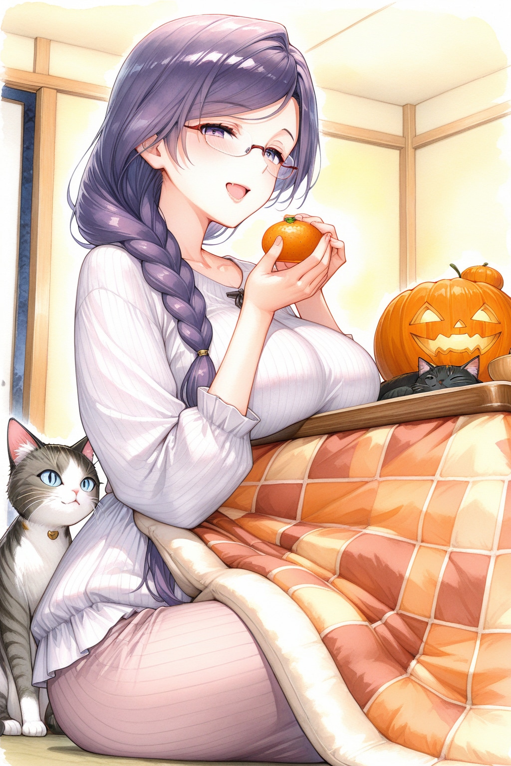 猫とコタツとカボチャ　　　　　　　　　　　　　　　　　　　　🐼 犬浦　里伽子 🐼　３２