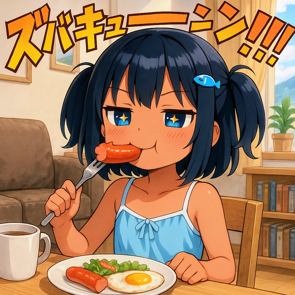 ウインナーを食べるのが下手なこなつちゃん