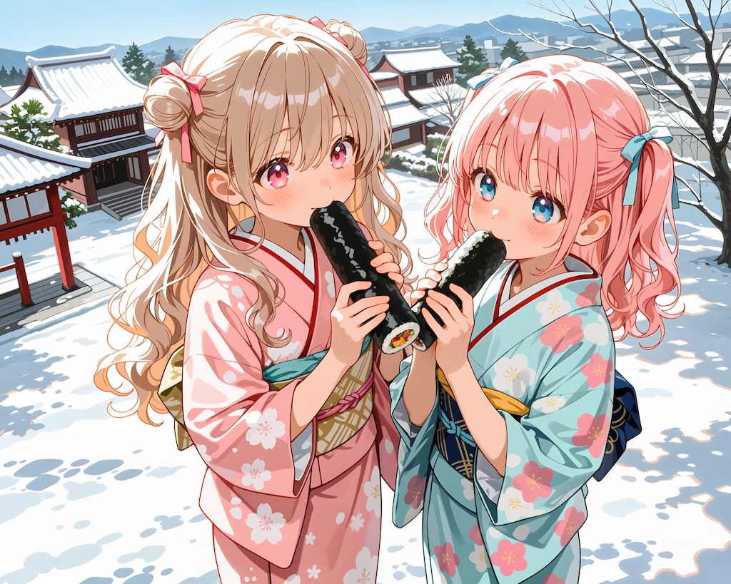 恵方巻をかじるふたり2026 #1