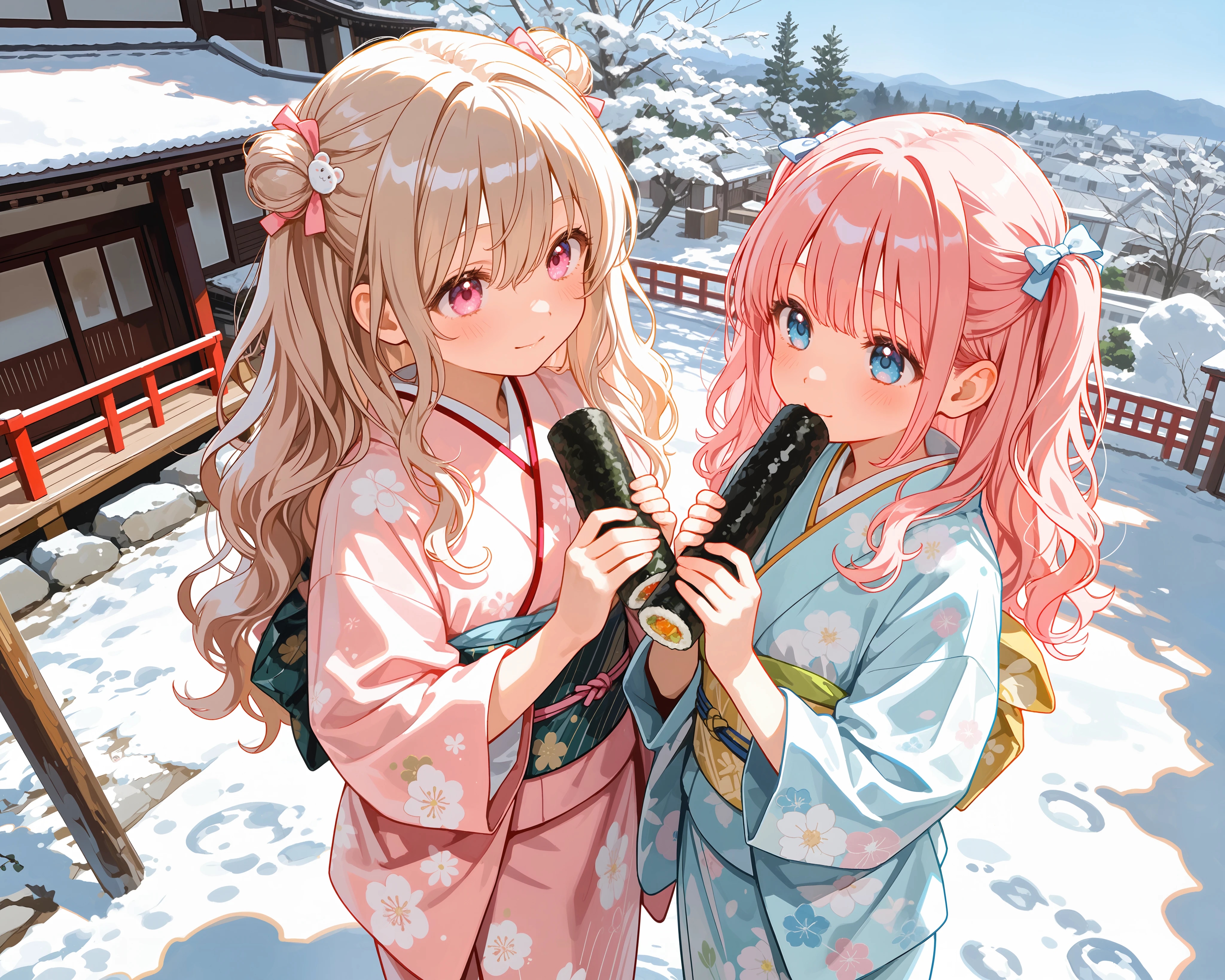 恵方巻をかじるふたり2026 #1 | の人気AIイラスト・グラビア