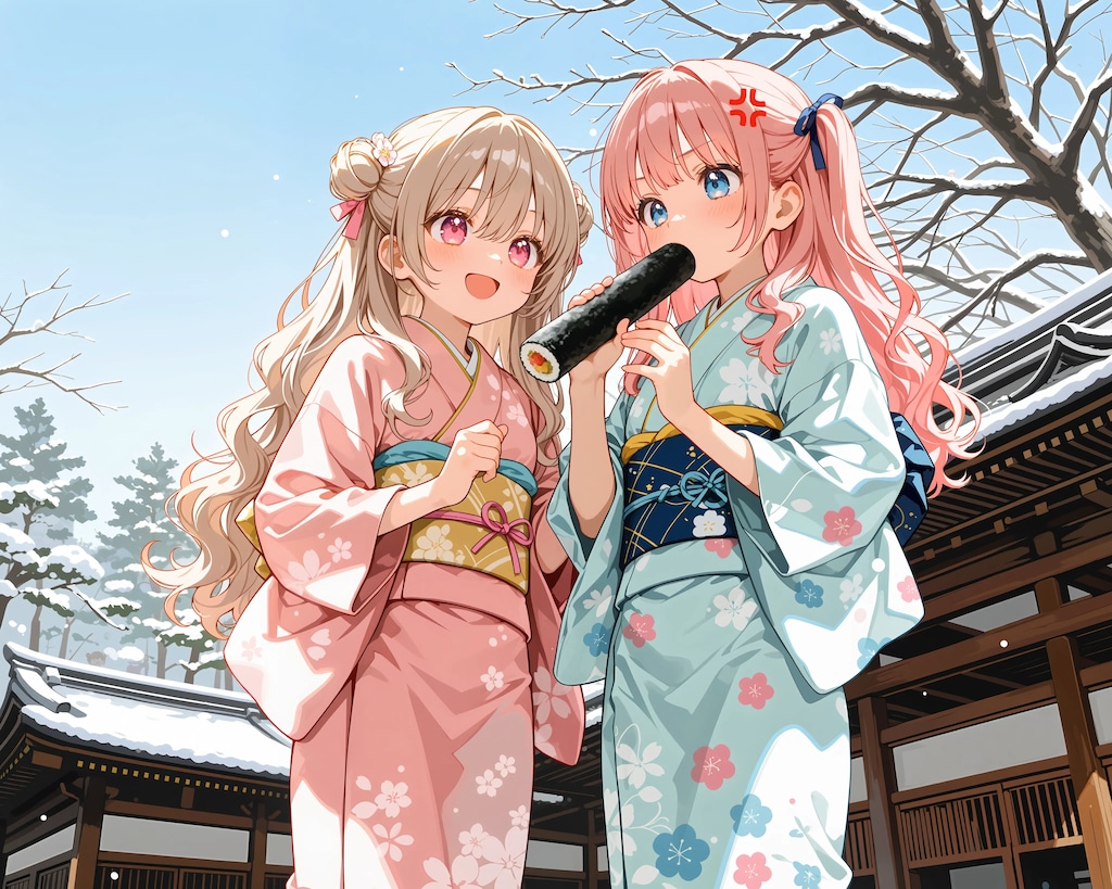 恵方巻をかじるふたり2026 #1