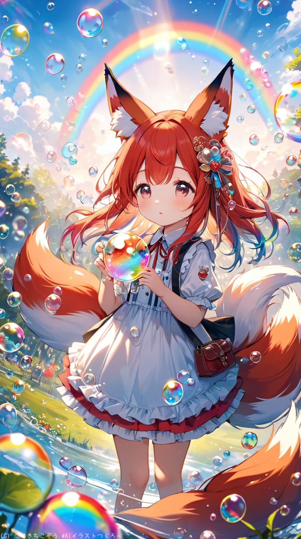 虹とシャボン玉と茜音さん