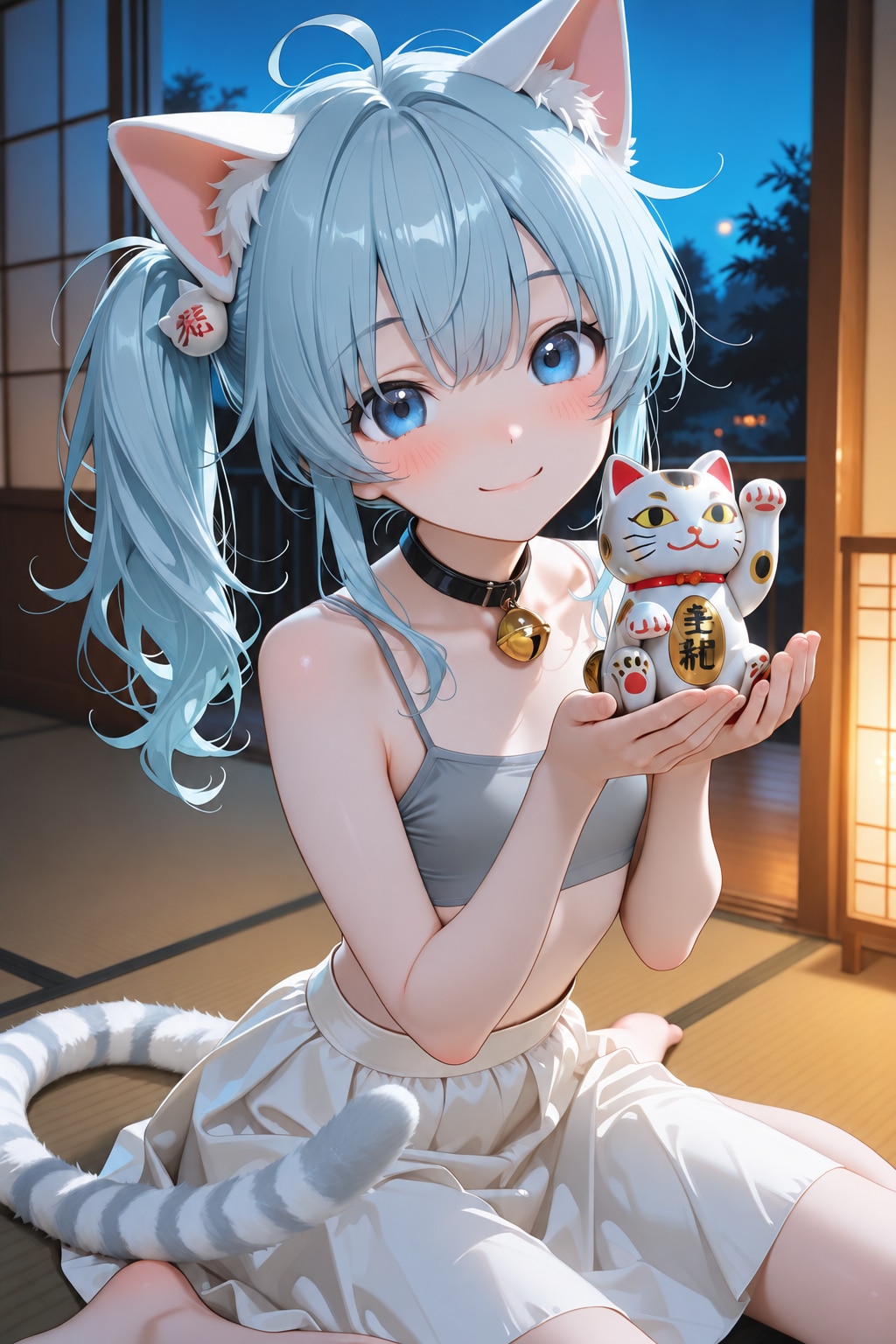 9/29 こんばんにゃん🐾(ひろこの) 万通理ちゃんと招き猫 | の人気AIイラスト・グラビア