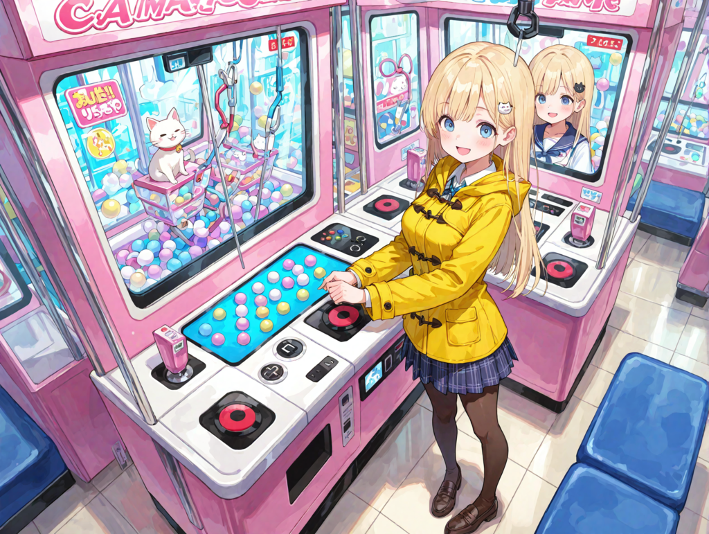 クレーンゲームで遊ぶひまりちゃん