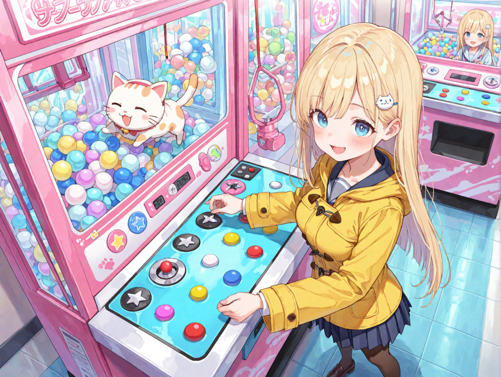 クレーンゲームで遊ぶひまりちゃん