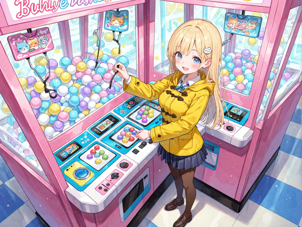 クレーンゲームで遊ぶひまりちゃん