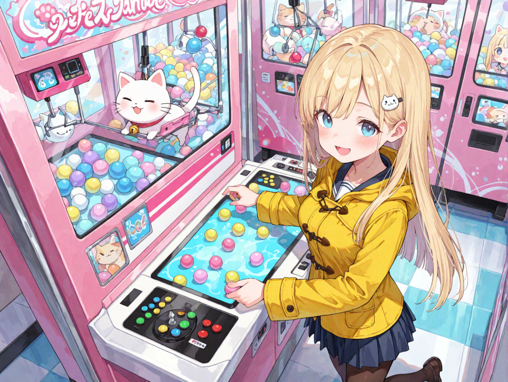 クレーンゲームで遊ぶひまりちゃん