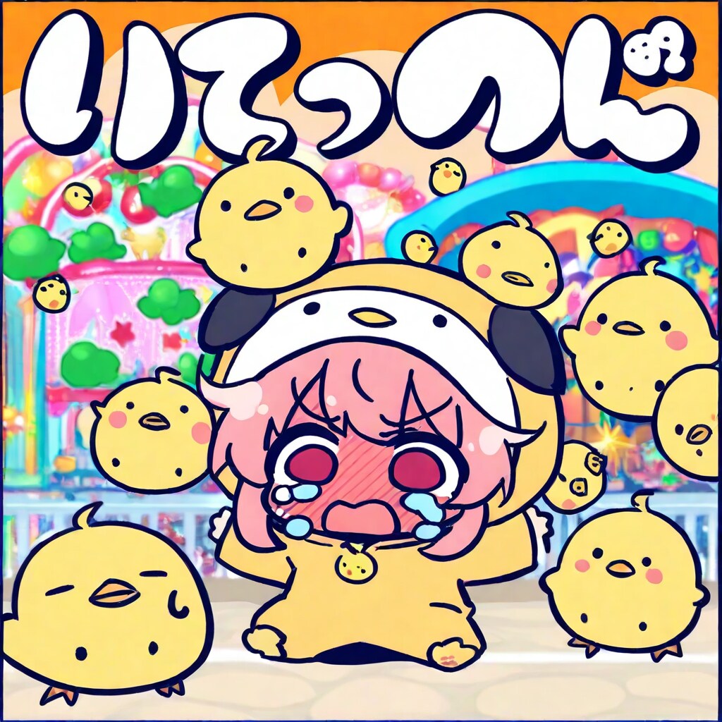 遊園地のピンク髪ちゃん