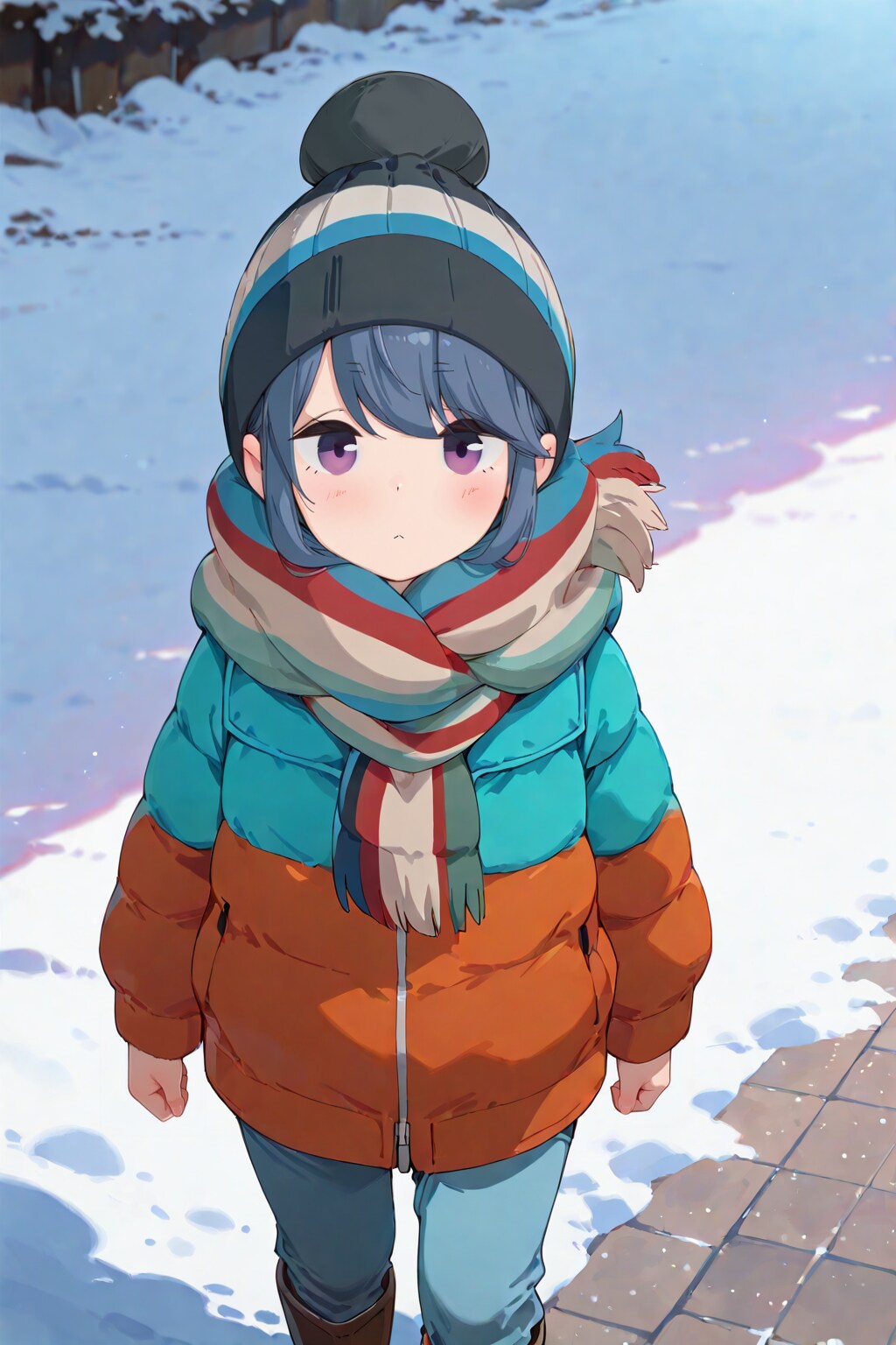 ゆるキャン△　【志摩リン】　雪と梨っ子しまりん