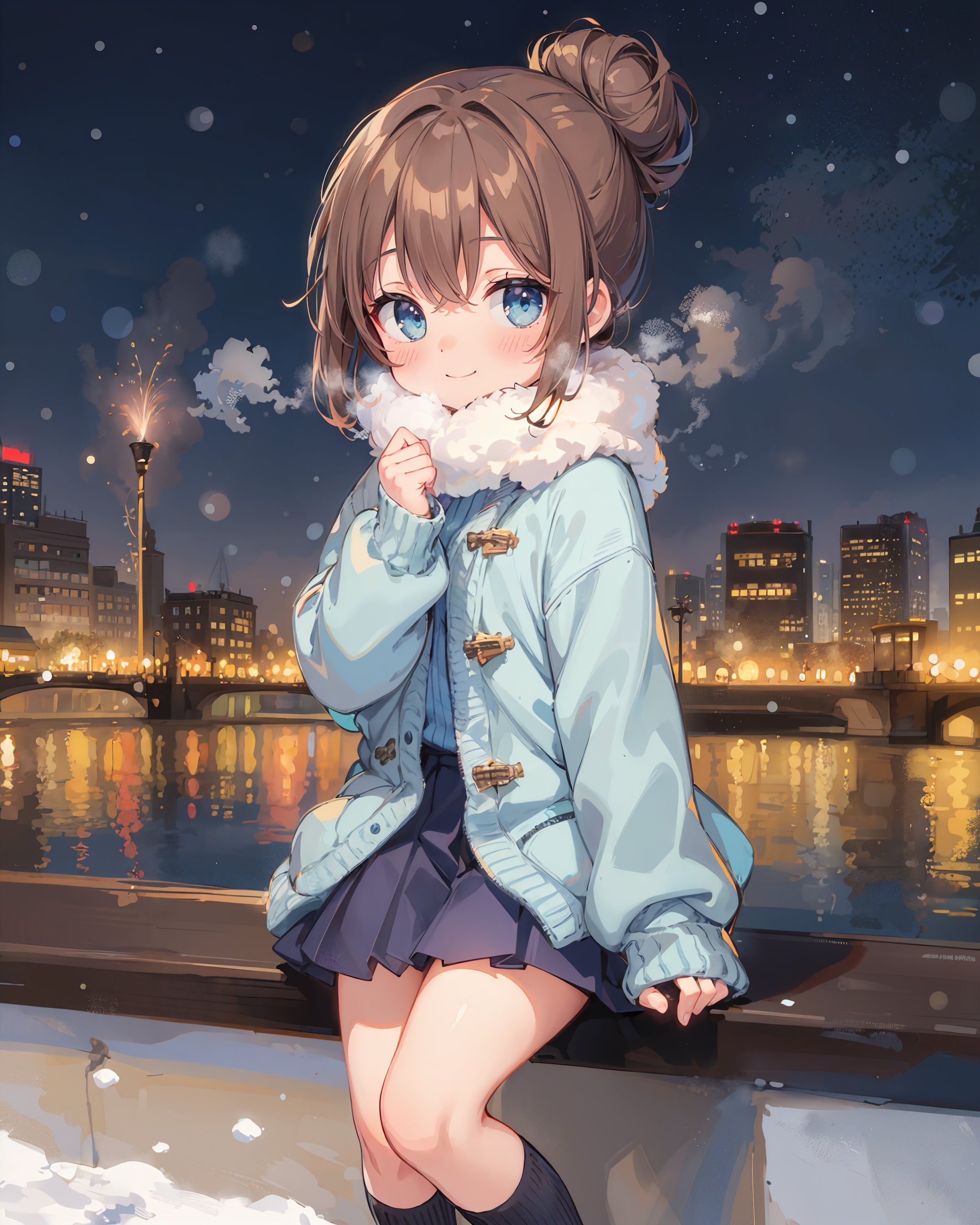 お団子ちゃんと夜景の見える埠頭へ