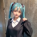 初音ミクです。012_ミニスカセーター制服 4枚目