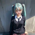初音ミクです。012_ミニスカセーター制服 9枚目