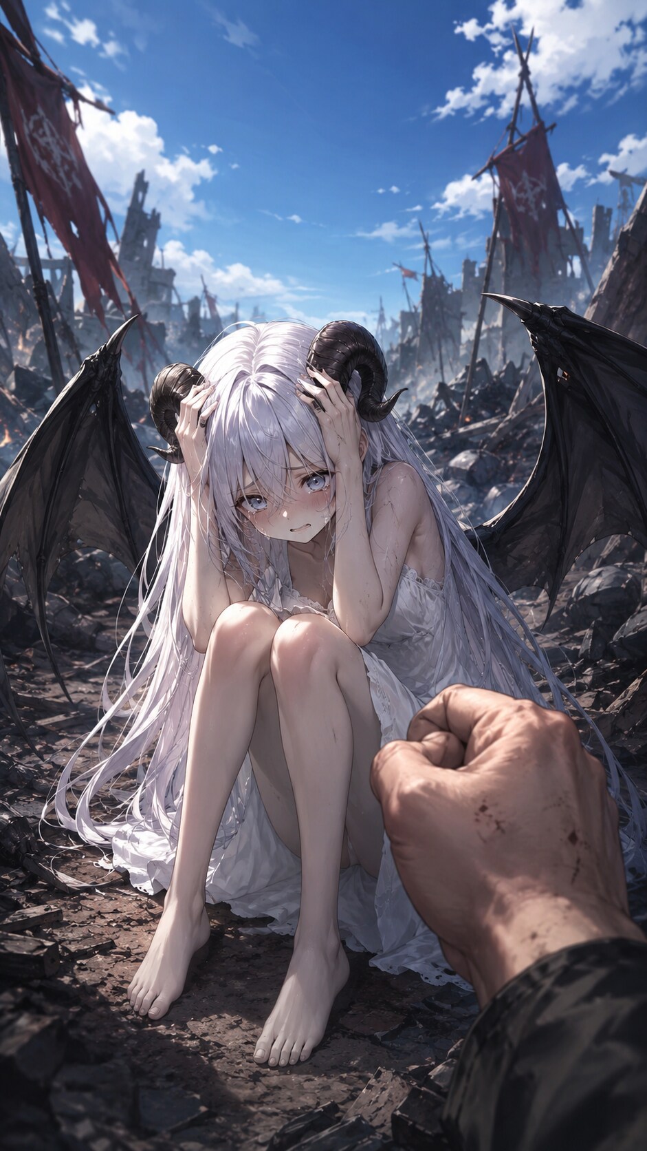 戦場の悪魔。『ご、ごめんなさいパパ！　もう悪魔ごっこして訓練邪魔しないから！！』竜人娘ちゃん。