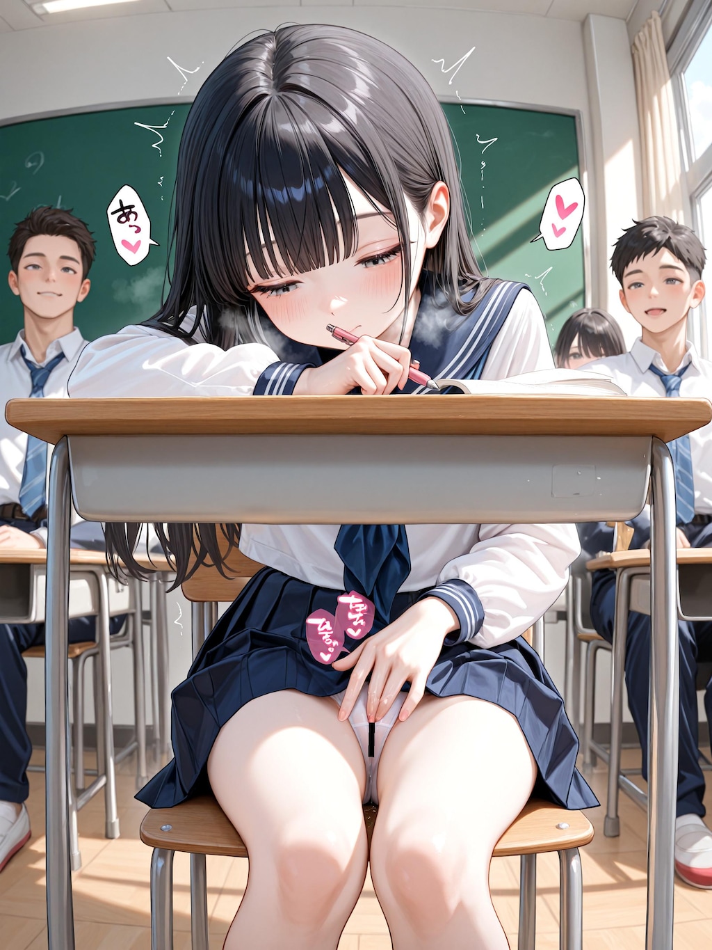 教室でしちゃダメなのに…