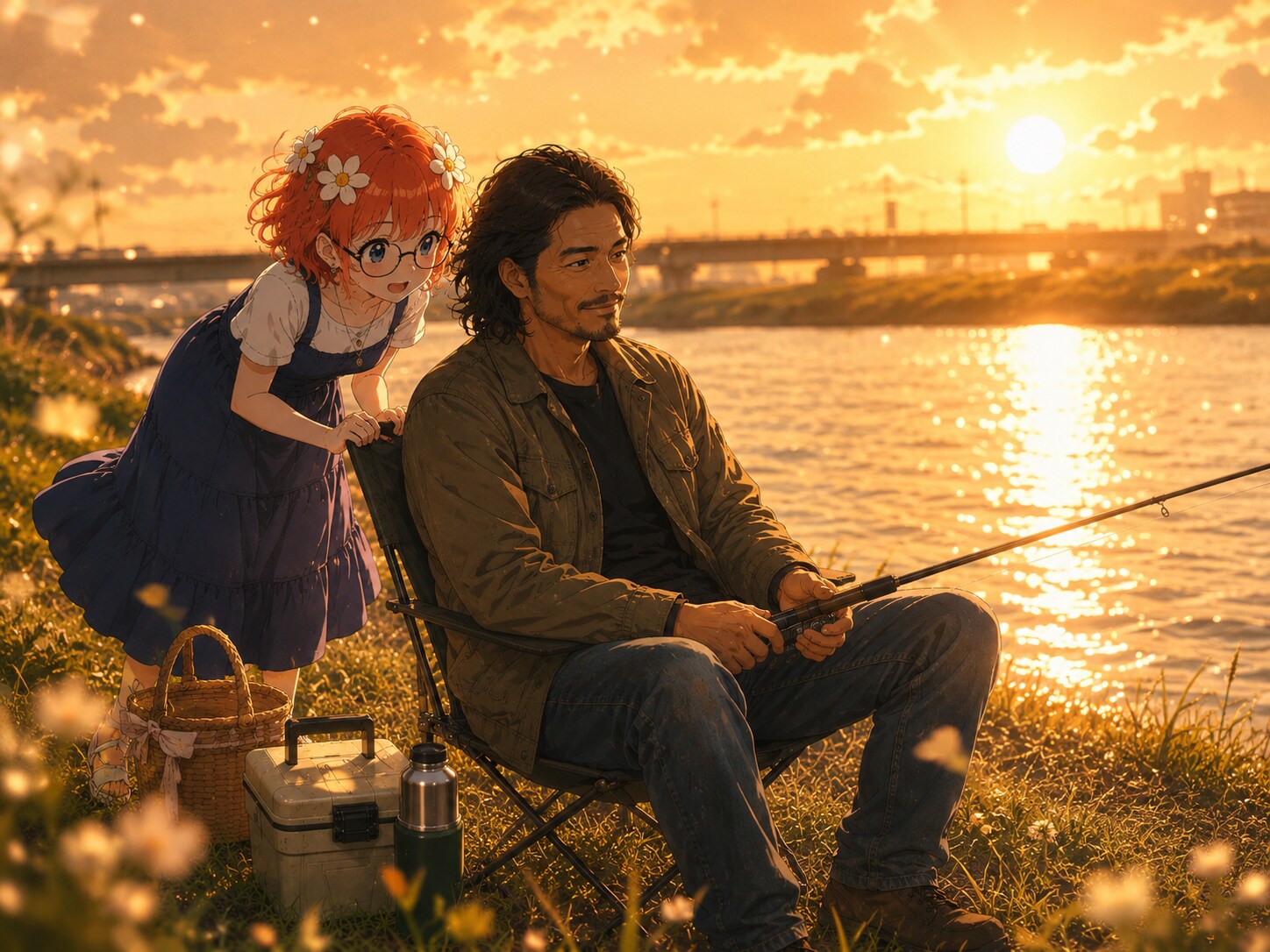 「まだかな？」夕暮れの釣り時間 | の人気AIイラスト・グラビア