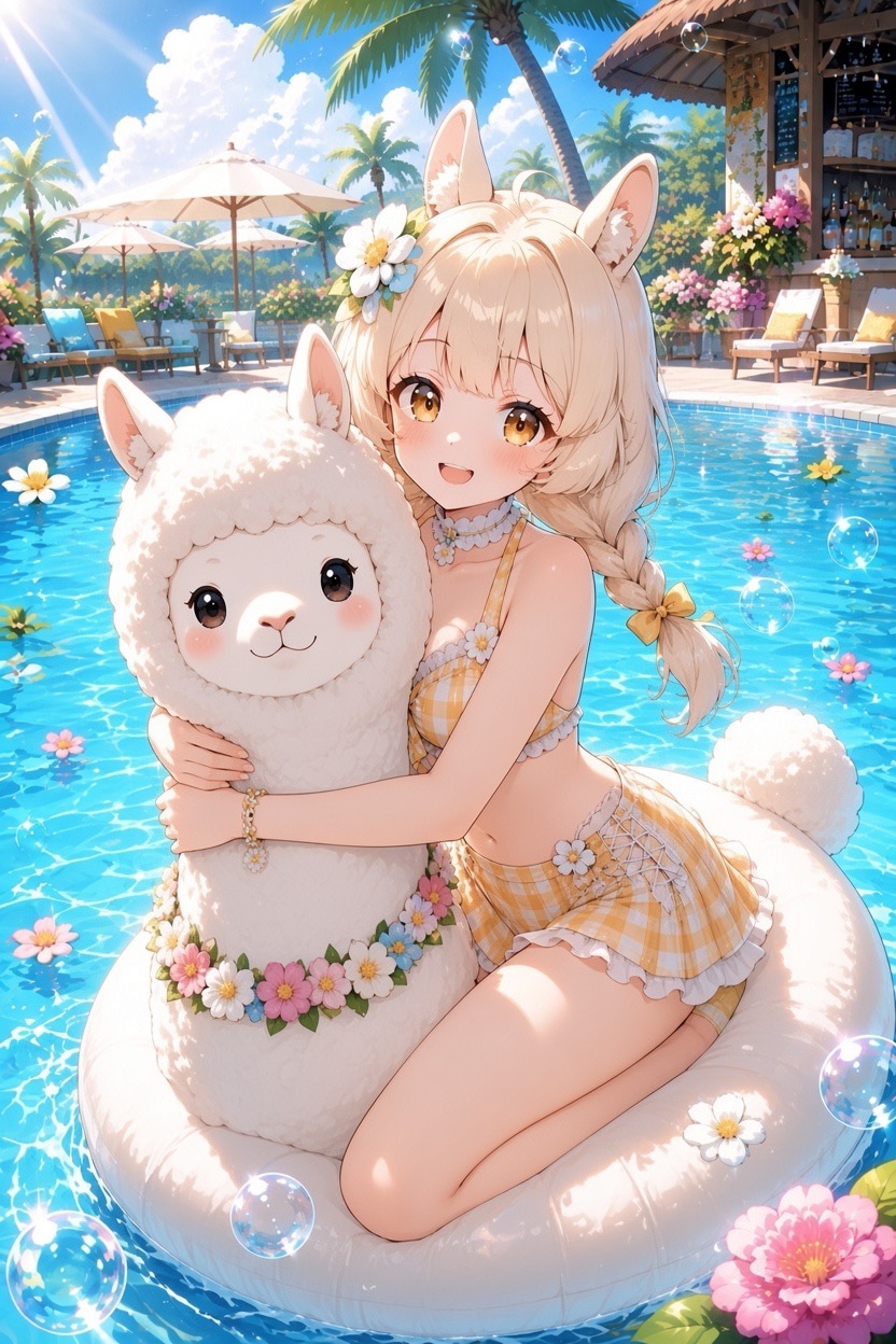 アルパカちゃん、夏を満喫中
