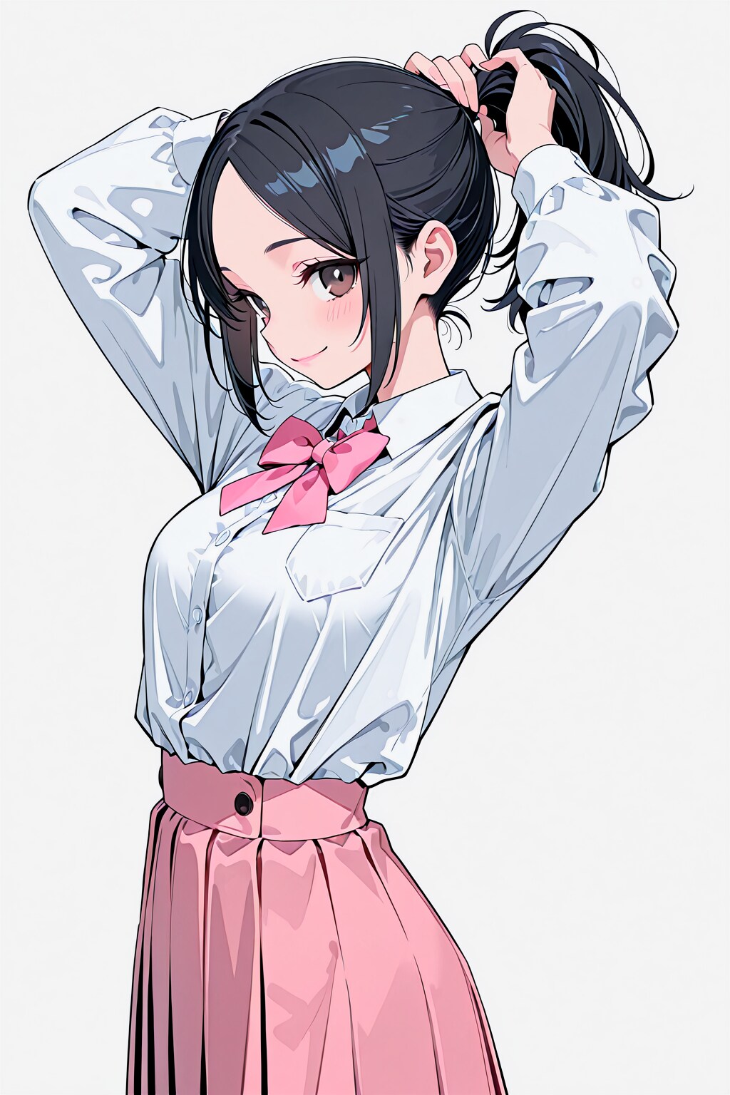 髪の毛を束ねる桃花