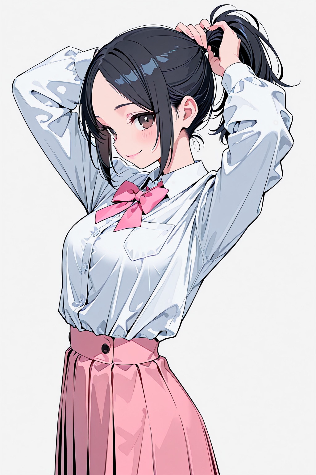 髪の毛を束ねる桃花