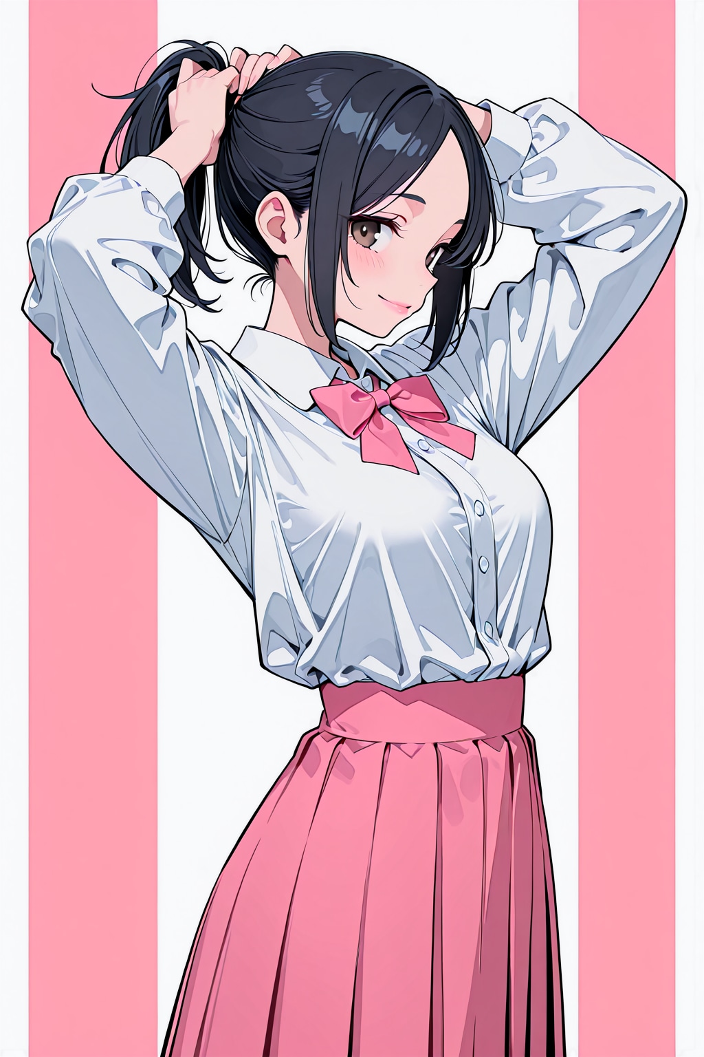 髪の毛を束ねる桃花